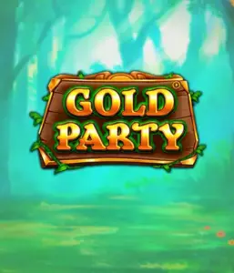 Изображение слота Gold Party от Pragmatic Play, демонстрирующий яркий и веселый мир ирландской тематики с золотыми монетами, лепреконами и радужными мотивами. На переднем плане виден игровой интерфейс с 5 барабанами и 3 рядами, окруженный ирландским пейзажем и горшками золота, создающими атмосферу праздника и волшебства.